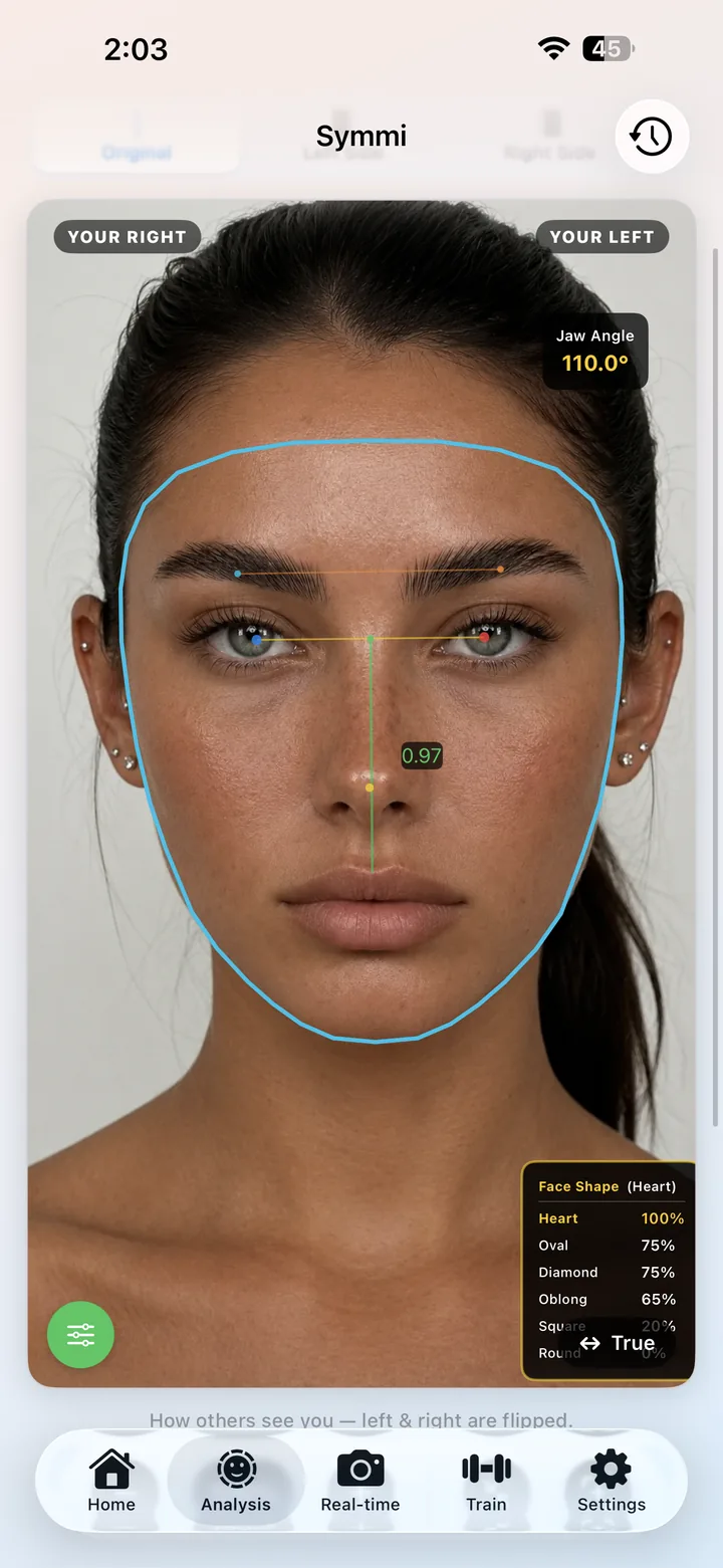 Symmi symmetry analysis with jaw angle
